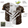 Custom Graffiti Pattern Brown-White 3D Scratch Authentic Baseball Jersey