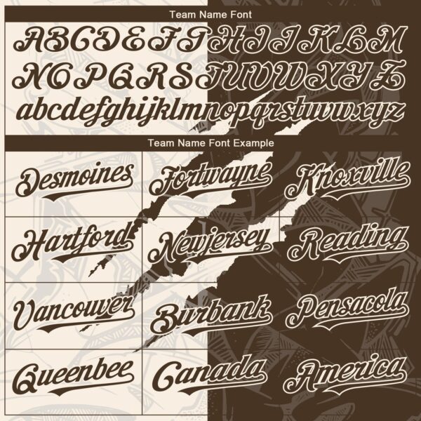 Custom Graffiti Pattern Brown-Cream 3D Scratch Authentic Baseball Jersey