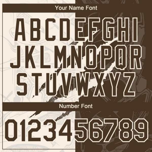 Custom Graffiti Pattern Brown-Cream 3D Scratch Authentic Baseball Jersey