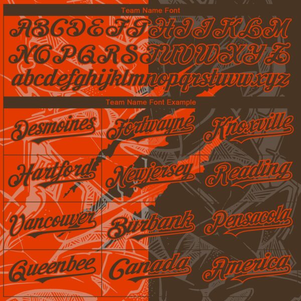 Custom Graffiti Pattern Brown-Orange 3D Scratch Authentic Baseball Jersey