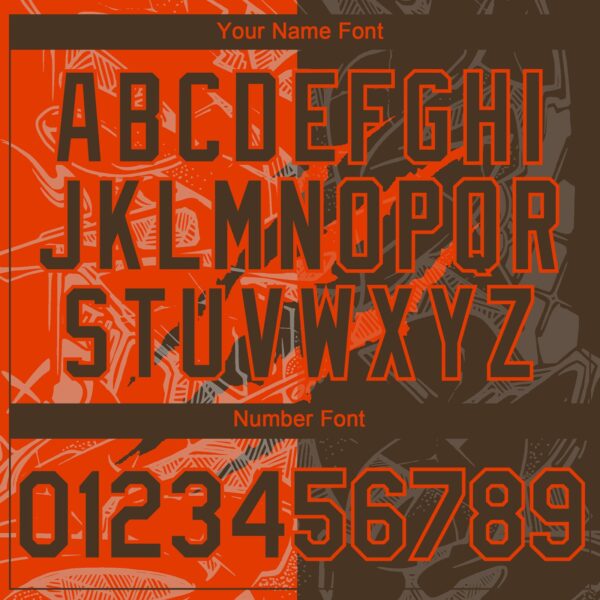 Custom Graffiti Pattern Brown-Orange 3D Scratch Authentic Baseball Jersey