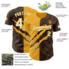 Custom Graffiti Pattern White Brown-Gold 3D Scratch Authentic Baseball Jersey