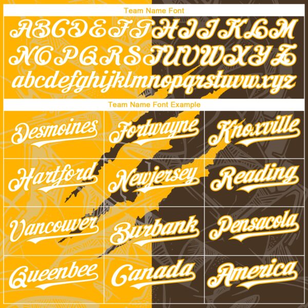 Custom Graffiti Pattern White Brown-Gold 3D Scratch Authentic Baseball Jersey