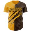 Custom Graffiti Pattern Brown-Gold 3D Scratch Authentic Baseball Jersey