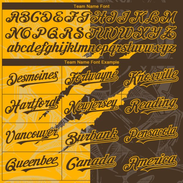 Custom Graffiti Pattern Brown-Gold 3D Scratch Authentic Baseball Jersey