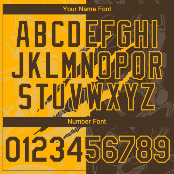 Custom Graffiti Pattern Brown-Gold 3D Scratch Authentic Baseball Jersey