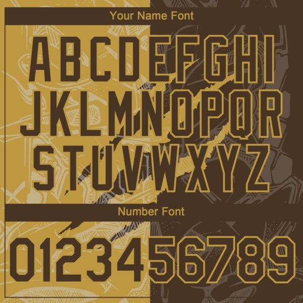 Custom Graffiti Pattern Brown-Old Gold 3D Scratch Authentic Baseball Jersey