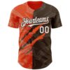 Custom Graffiti Pattern White Brown-Orange 3D Scratch Authentic Baseball Jersey