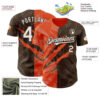 Custom Graffiti Pattern White Brown-Orange 3D Scratch Authentic Baseball Jersey