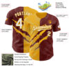 Custom Graffiti Pattern White Burgundy-Gold 3D Scratch Authentic Baseball Jersey