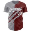 Custom Graffiti Pattern White Burgundy-Gray 3D Scratch Authentic Baseball Jersey