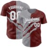Custom Graffiti Pattern White Burgundy-Gray 3D Scratch Authentic Baseball Jersey