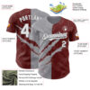 Custom Graffiti Pattern White Burgundy-Gray 3D Scratch Authentic Baseball Jersey