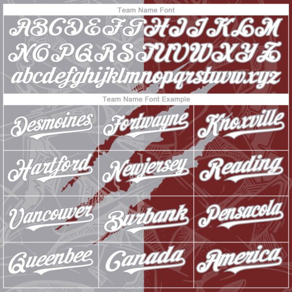 Custom Graffiti Pattern White Burgundy-Gray 3D Scratch Authentic Baseball Jersey