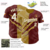 Custom Graffiti Pattern White Burgundy-Old Gold 3D Scratch Authentic Baseball Jersey
