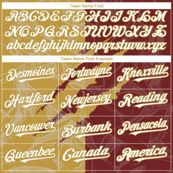 Custom Graffiti Pattern White Burgundy-Old Gold 3D Scratch Authentic Baseball Jersey