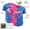 Custom Graffiti Pattern White Electric Blue-Pink 3D Scratch Authentic Baseball Jersey