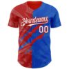 Custom Graffiti Pattern White Thunder Blue-Red 3D Scratch Authentic Baseball Jersey
