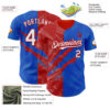 Custom Graffiti Pattern White Thunder Blue-Red 3D Scratch Authentic Baseball Jersey