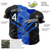 Custom Graffiti Pattern White Black-Thunder Blue 3D Scratch Authentic Baseball Jersey