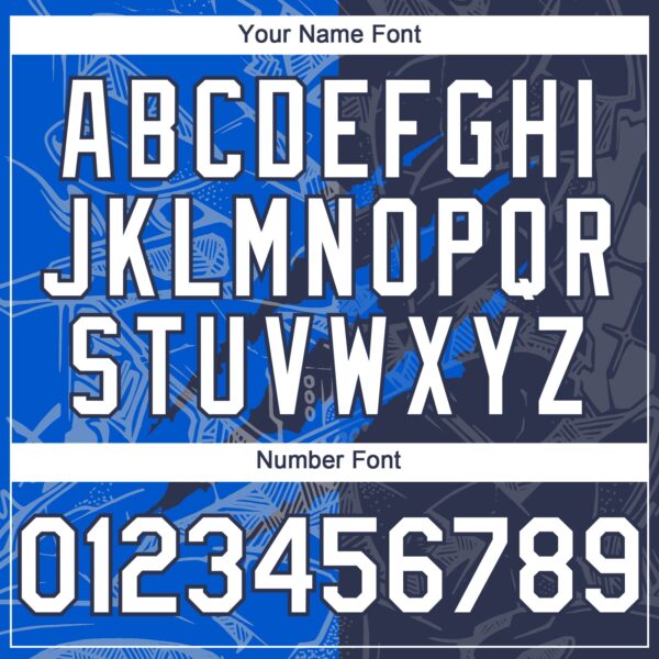 Custom Graffiti Pattern White Navy-Thunder Blue 3D Scratch Authentic Baseball Jersey