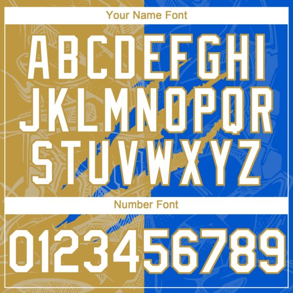 Custom Graffiti Pattern White Thunder Blue-Old Gold 3D Scratch Authentic Baseball Jersey