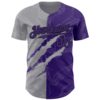 Custom Graffiti Pattern Purple Gray-Black 3D Scratch Authentic Baseball Jersey