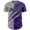 Custom Graffiti Pattern Black Purple-Gray 3D Scratch Authentic Baseball Jersey