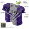 Custom Graffiti Pattern Black Purple-Gray 3D Scratch Authentic Baseball Jersey