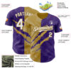 Custom Graffiti Pattern White Purple-Old Gold 3D Scratch Authentic Baseball Jersey