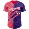 Custom Graffiti Pattern White Purple-Neon Pink 3D Scratch Authentic Baseball Jersey