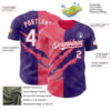 Custom Graffiti Pattern White Purple-Neon Pink 3D Scratch Authentic Baseball Jersey