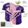 Custom Graffiti Pattern White Purple-Light Pink 3D Scratch Authentic Baseball Jersey