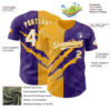 Custom Graffiti Pattern White Purple-Gold 3D Scratch Authentic Baseball Jersey