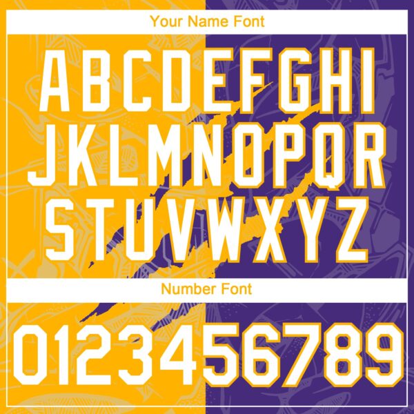 Custom Graffiti Pattern White Purple-Gold 3D Scratch Authentic Baseball Jersey