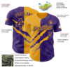 Custom Graffiti Pattern Purple-Gold 3D Scratch Authentic Baseball Jersey