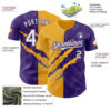 Custom Graffiti Pattern White Purple-Gold 3D Scratch Authentic Baseball Jersey