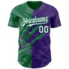 Custom Graffiti Pattern White Purple-Kelly Green 3D Scratch Authentic Baseball Jersey