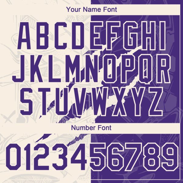 Custom Graffiti Pattern Purple-Cream 3D Scratch Authentic Baseball Jersey