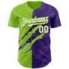 Custom Graffiti Pattern White Purple-Neon Green 3D Scratch Authentic Baseball Jersey