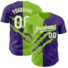 Custom Graffiti Pattern White Purple-Neon Green 3D Scratch Authentic Baseball Jersey