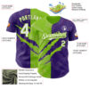 Custom Graffiti Pattern White Purple-Neon Green 3D Scratch Authentic Baseball Jersey