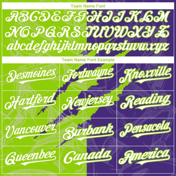 Custom Graffiti Pattern White Purple-Neon Green 3D Scratch Authentic Baseball Jersey