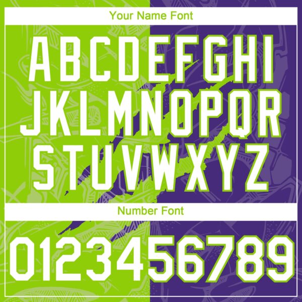 Custom Graffiti Pattern White Purple-Neon Green 3D Scratch Authentic Baseball Jersey