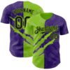 Custom Graffiti Pattern Black Purple-Neon Green 3D Scratch Authentic Baseball Jersey