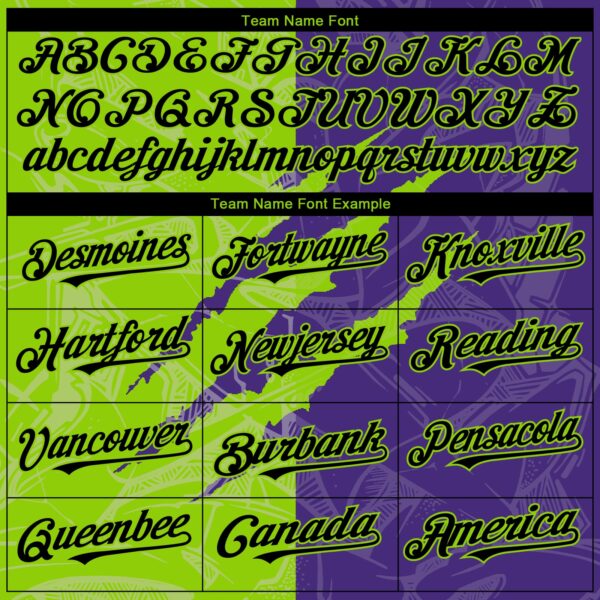 Custom Graffiti Pattern Black Purple-Neon Green 3D Scratch Authentic Baseball Jersey