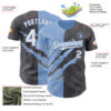 Custom Graffiti Pattern White Steel Gray-Light Blue 3D Scratch Authentic Baseball Jersey