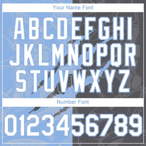 Custom Graffiti Pattern White Steel Gray-Light Blue 3D Scratch Authentic Baseball Jersey