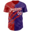 Custom Graffiti Pattern White Purple-Red 3D Scratch Authentic Baseball Jersey