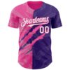 Custom Graffiti Pattern White Purple-Pink 3D Scratch Authentic Baseball Jersey